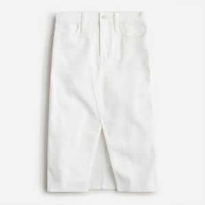 J Crew White Pencil Jean Skirt with slit